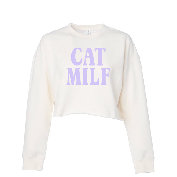 Cat Milf Cropped Crewneck Sweatshirt - Shitheadsteve