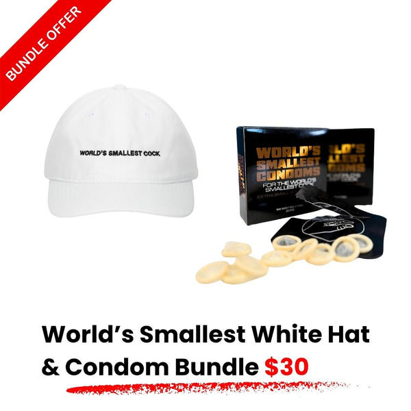World's Smallest White Hat & Condom Bundle