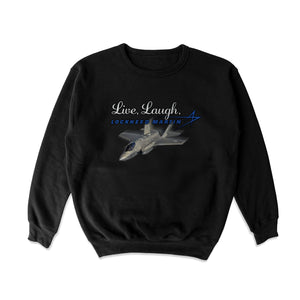 Live, Laugh, Fighter Jet Crewneck Sweatshirt - Shitheadsteve